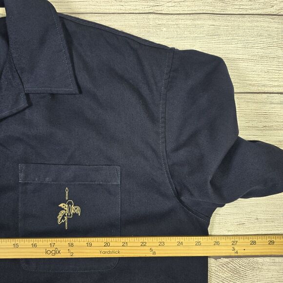 Anchor Blue Mens Vintage Y2K Navy Embroidered Button Down Camp Shirt Mens Sz XL - Picture 5 of 6
